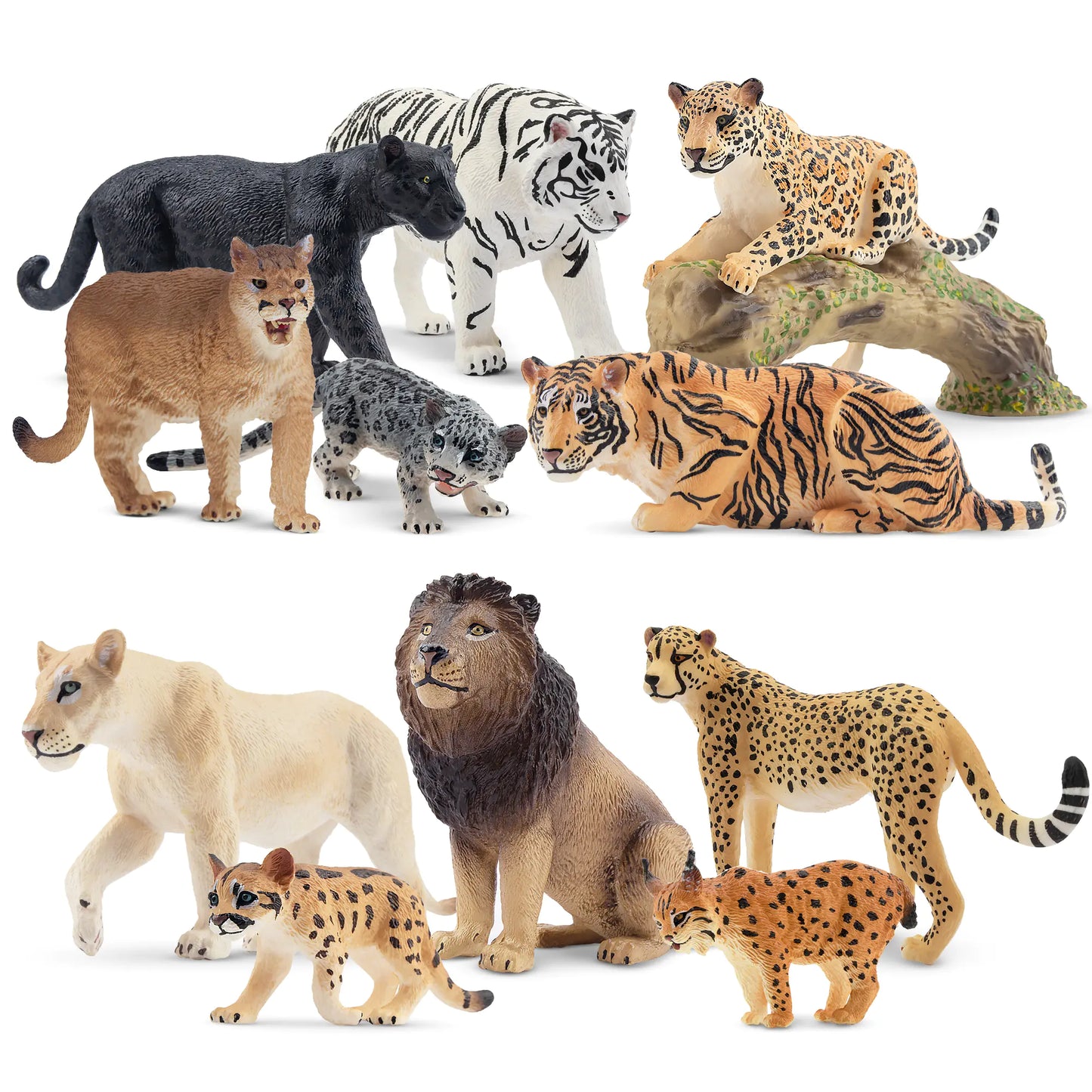 12-Piece Big Cat Animal Figurines Playset