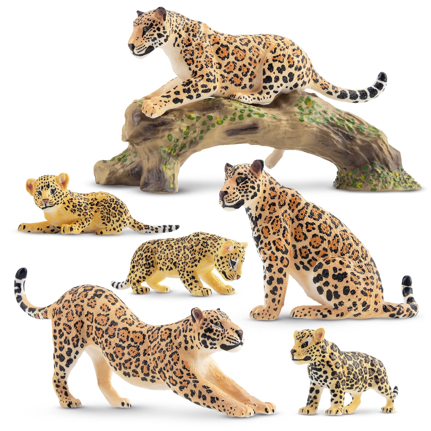 7-Piece Realistic Jaguar Family Figurine Playset