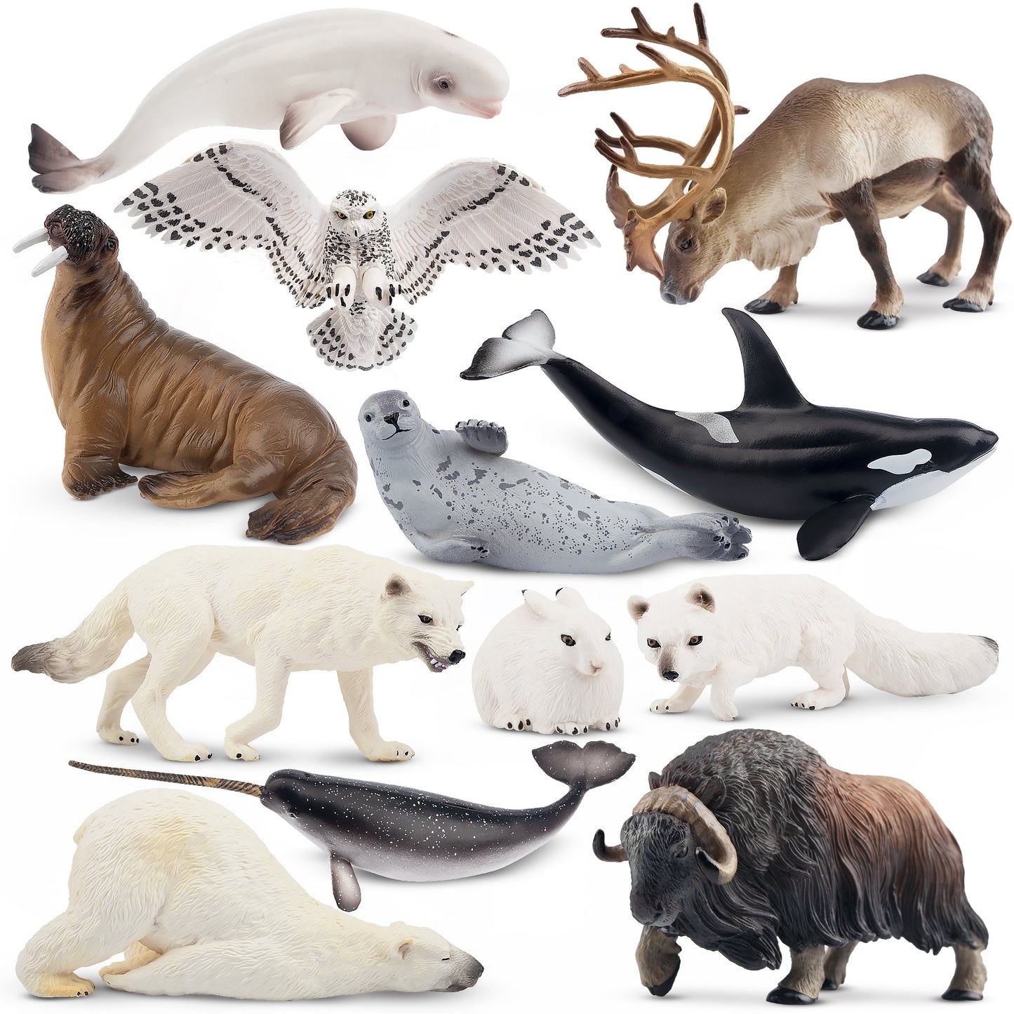 12-Piece Large Polar Animals Figurine Playset