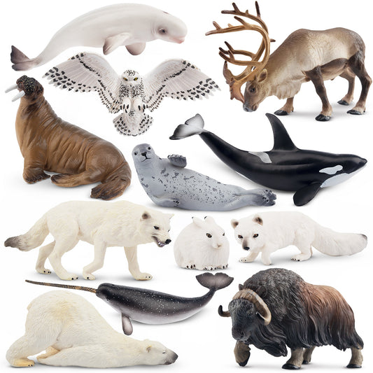 12-Piece Large Polar Animals Figurine Playset
