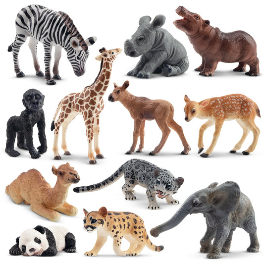 12-Piece Mini Wildlife Animals Figurine Playset