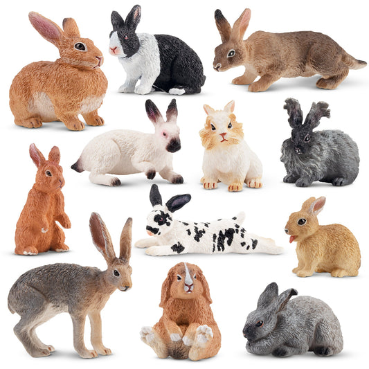 12-Piece Rabbit Figurine Playset