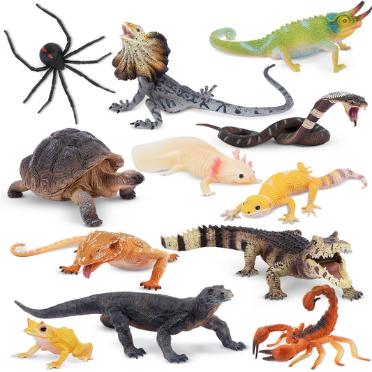 12-Piece Reptile Animals Figurine Playset