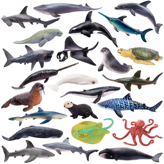 24-Piece Mini Ocean Animal Figurines Playset