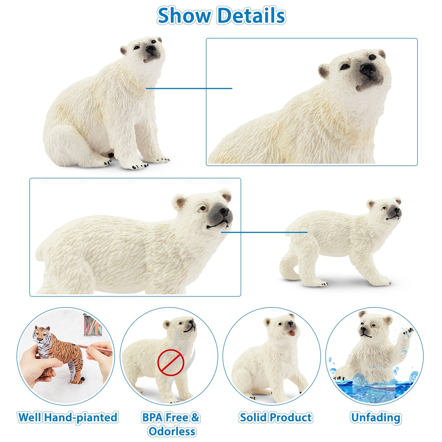 6-Piece Polar Bear Family Figurine Playset