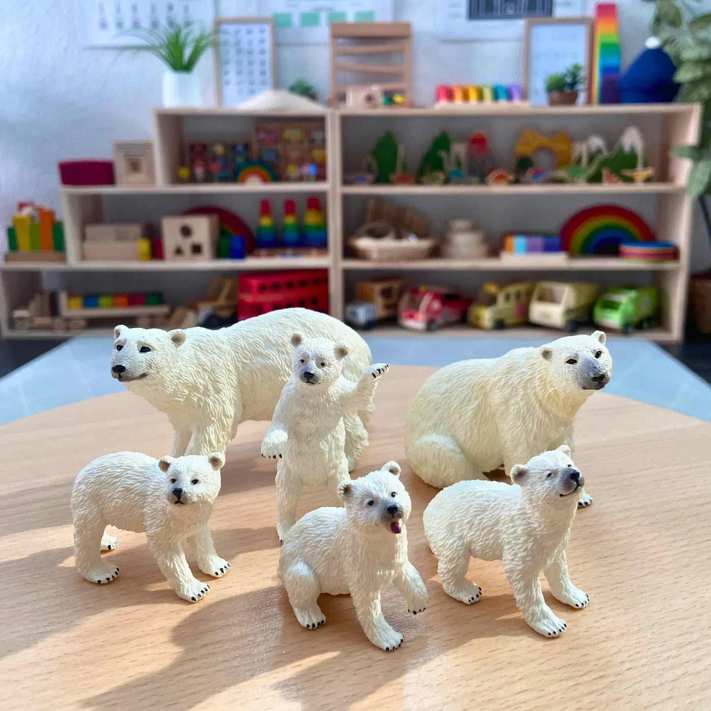 6-Piece Polar Bear Family Figurine Playset