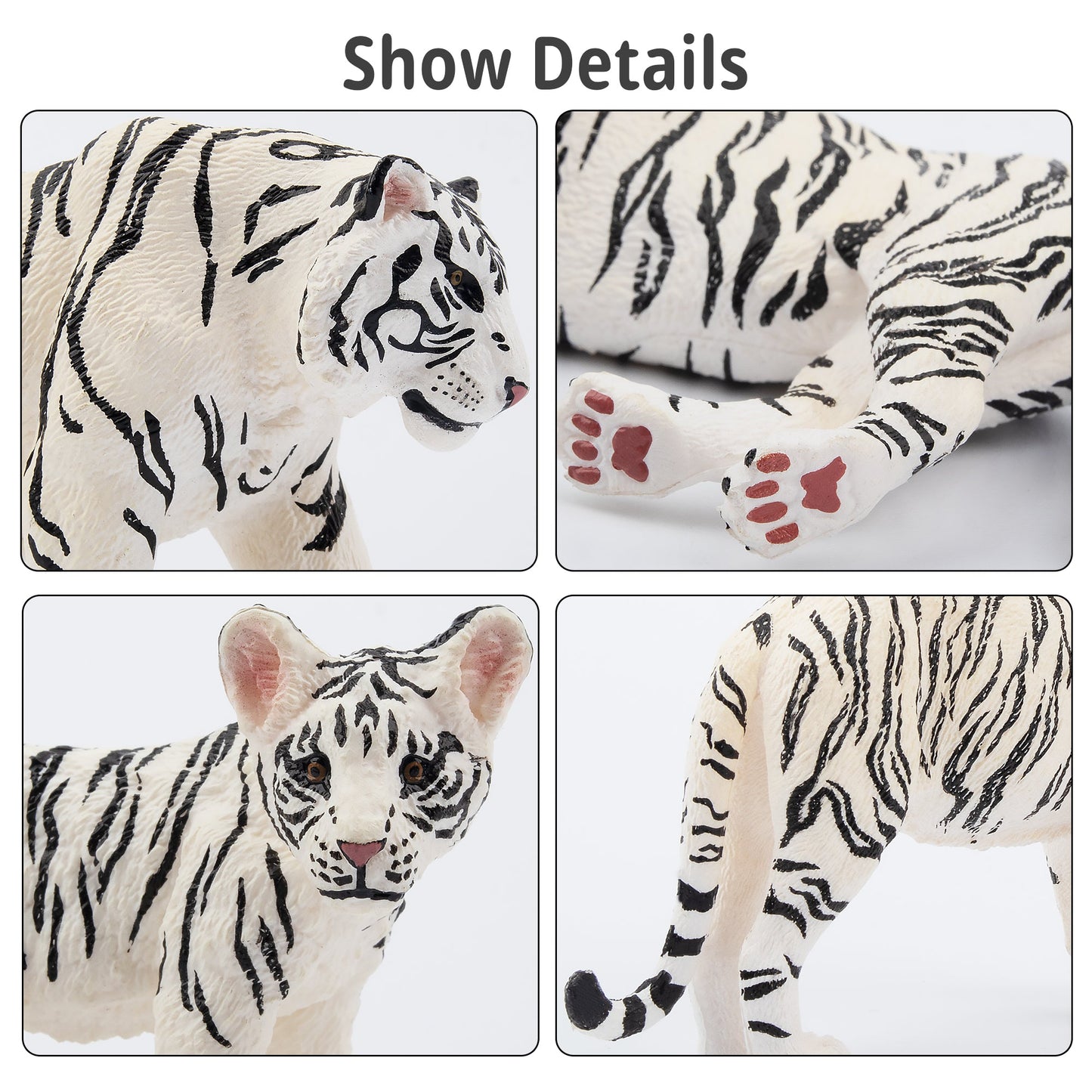 6-Piece White Tiger Family Figurine Playset