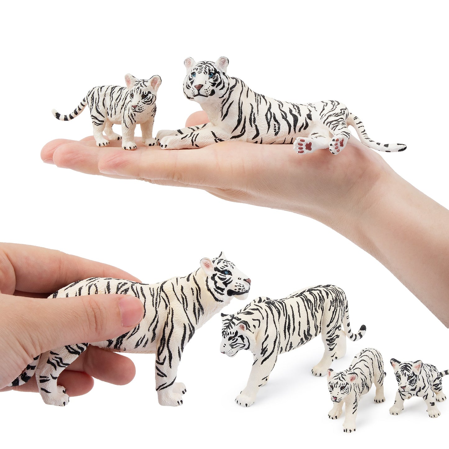 6-Piece White Tiger Family Figurine Playset