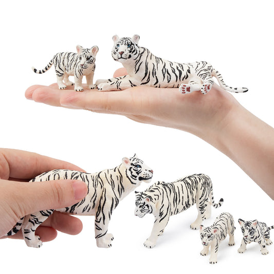 6-Piece White Tiger Family Figurine Playset