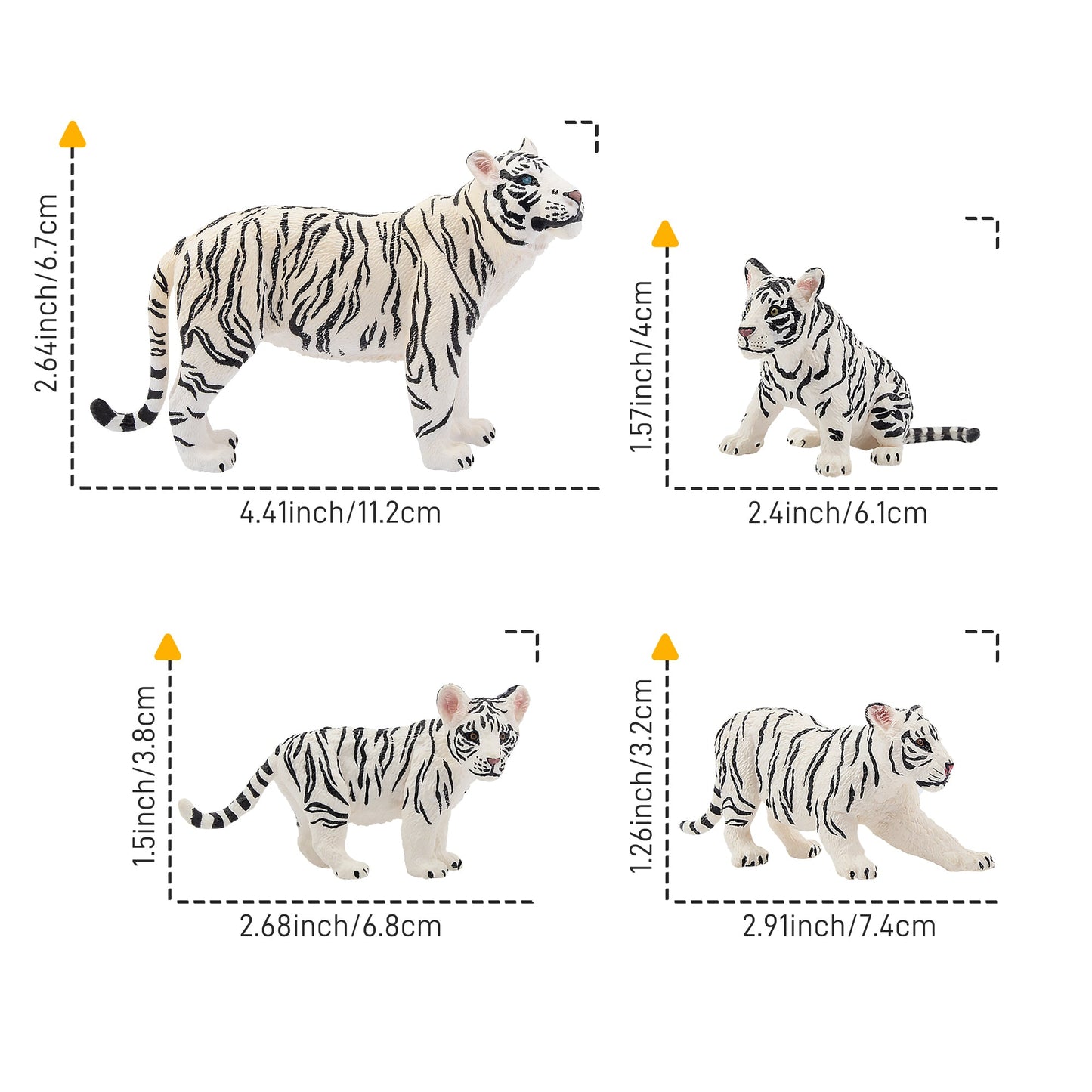 6-Piece White Tiger Family Figurine Playset