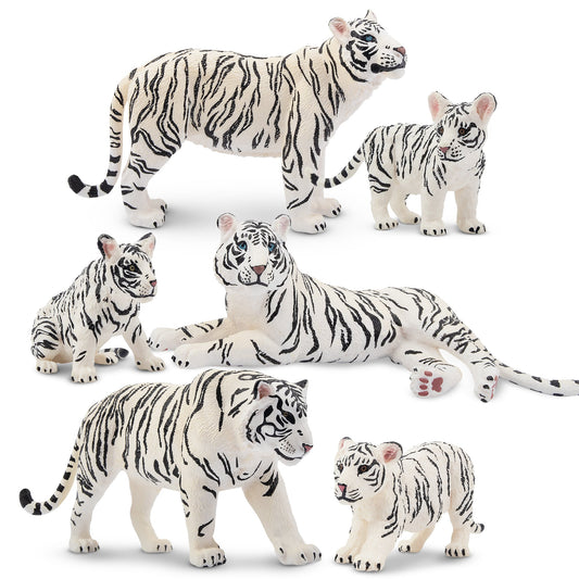 6-Piece White Tiger Family Figurine Playset