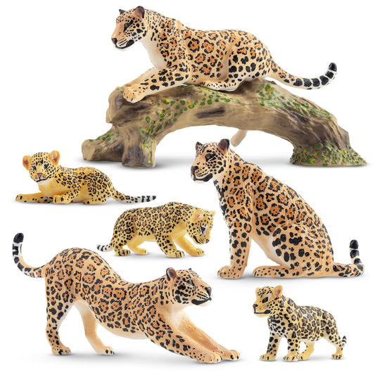 7-Piece Realistic Jaguar Family Figurine Playset