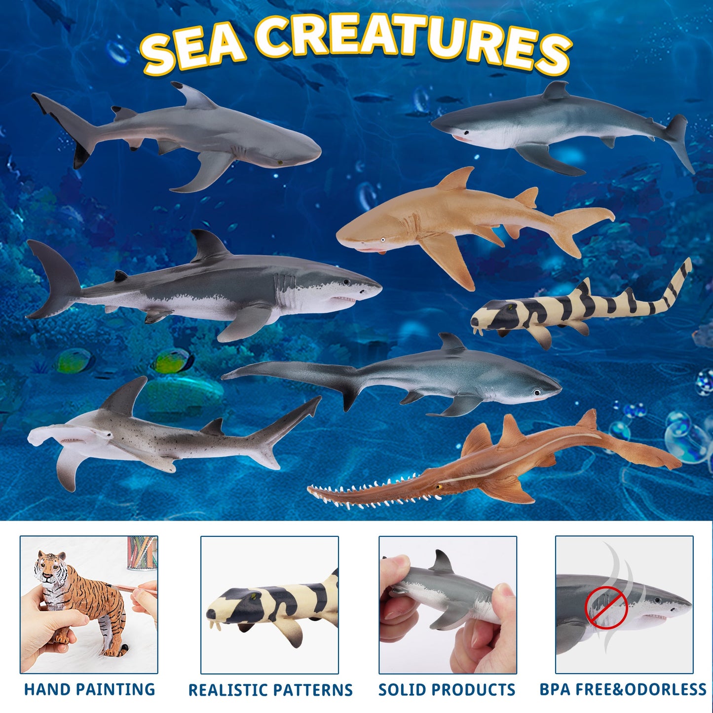 8-Piece Shark Figurine Playset